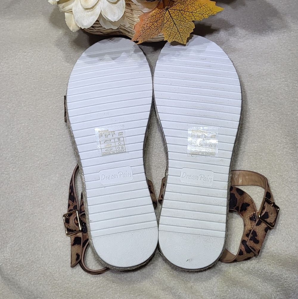 Dream Pairs NWOT Leopard Suede Print Espadrille Platform Sandals Size 7 - Picture 10 of 10